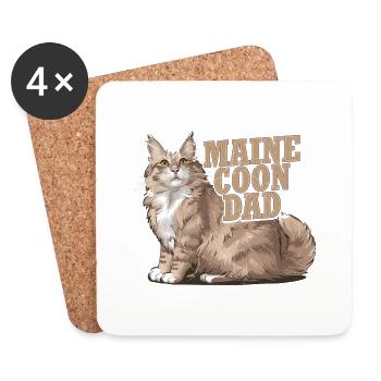 Maine Coon Dad Cat Kitten Father - Untersetzer (4er-Set) - Weiß - Vorne