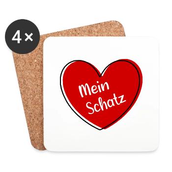 Valentinstag rotes Herz rot Valentinstag Geschenke - Untersetzer (4er-Set) - Weiß - Vorne