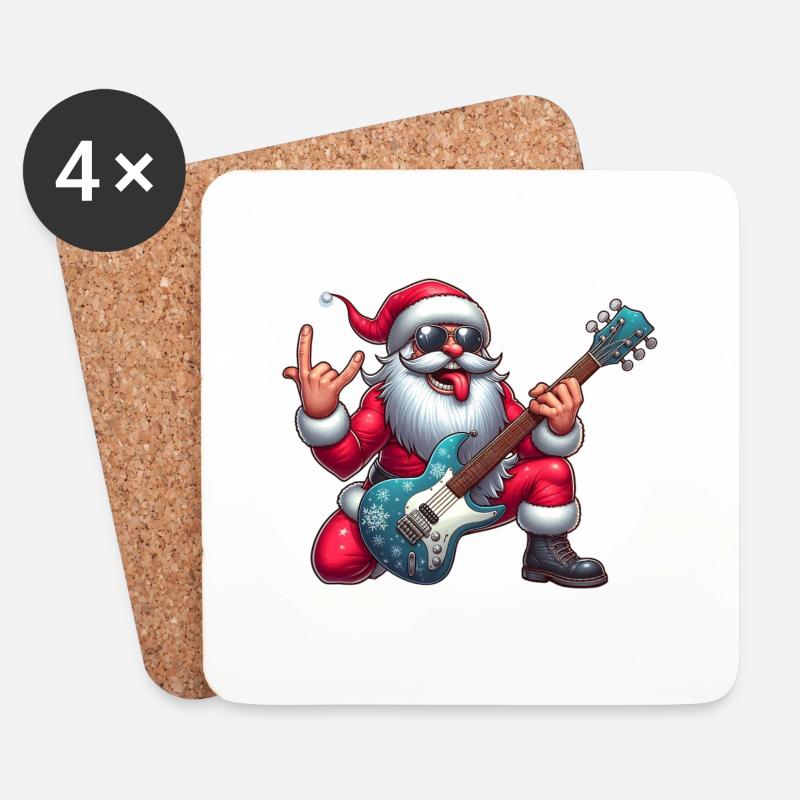 Santa Rock 3 - Untersetzer (4er-Set) - Weiß