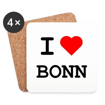 I love Bonn / Ich liebe Bonn - Untersetzer (4er-Set) - Weiß - Vorne