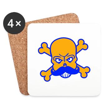 Mr Sir Herr Bart Totenkopf Schädel Knochen Skelett - Untersetzer (4er-Set) - Weiß - Vorne