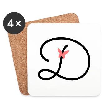 Buchstabe D Schmetterlingsbuchstabe - Untersetzer (4er-Set) - Weiß - Vorne