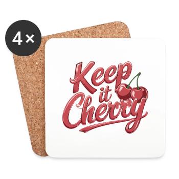 Keep It Cherry Cherries pour un fan de cerise - Dessous de verre (lot de 4) - blanc - Devant