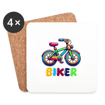 fahrrad biker - Untersetzer (4er-Set) - Weiß - Vorne