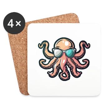 Oktopus Comic Cool - Untersetzer (4er-Set) - Weiß - Vorne