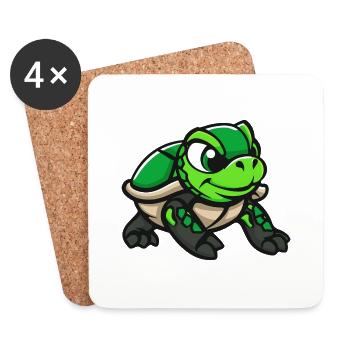 Bande dessinée Tortue - Dessous de verre (lot de 4) - blanc - Devant