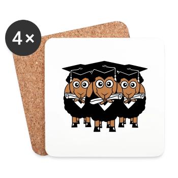 3 Sheep Certificate College Abi Three Students Team - Coasters (set of 4) - white - Front