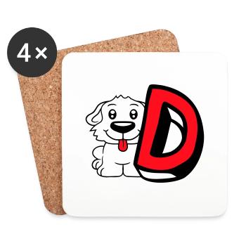 Hund D Buchstabe Dog Sitzender Kleiner Hund Süß - Untersetzer (4er-Set) - Weiß - Vorne