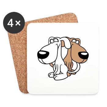 2 Dog Friends Team Crazy Funny Crew Brothers - Coasters (set of 4) - white - Front