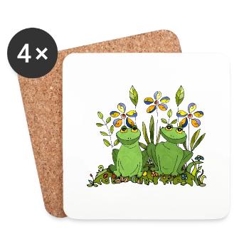 Grenouilles - Dessous de verre (lot de 4) - blanc - Devant