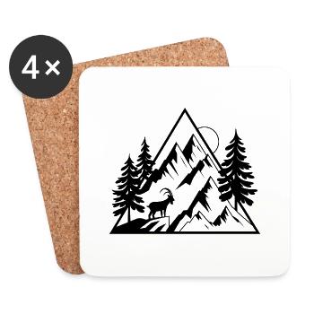 Alpes montagnes Capricorne - Dessous de verre (lot de 4) - blanc - Devant