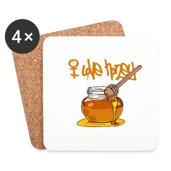 J’adore le miel // Illustration - Dessous de verre (lot de 4) - blanc - Devant