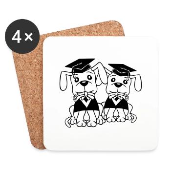 Chiens École Diplôme Certificat Gymnase Collège Abi - Dessous de verre (lot de 4) - blanc - Devant