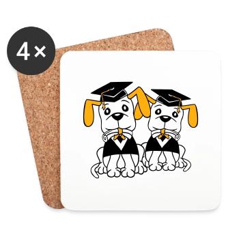Chiens École Diplôme Certificat Gymnase Collège Abi - Dessous de verre (lot de 4) - blanc - Devant