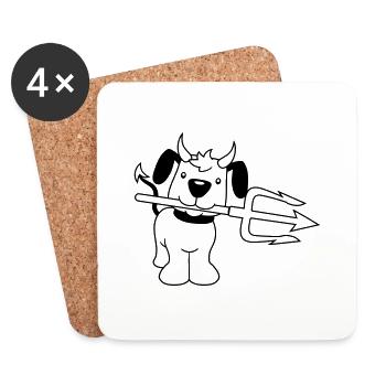 Dog Devil Satan Hell Evil Trident Horns Cool - Coasters (set of 4) - white - Front