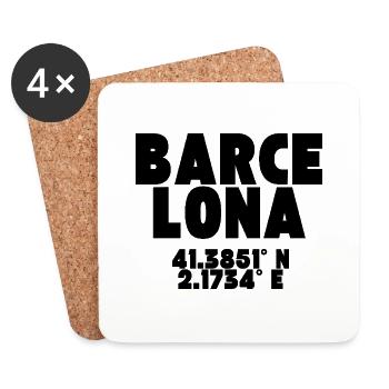 Barcelona - Desing mit Koordinaten - Untersetzer (4er-Set) - Weiß - Vorne