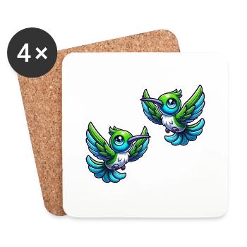 Colibri Oiseau 2 - Dessous de verre (lot de 4) - blanc - Devant