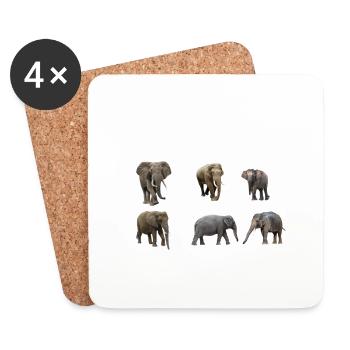 Types of Elephant Elephants of the World Vintage - Coasters (set of 4) - white - Front
