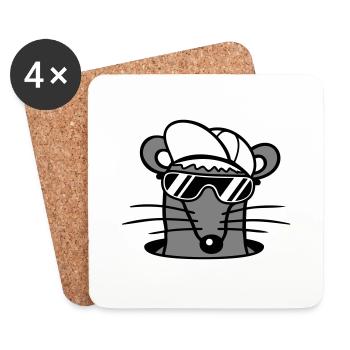 Souris Lunettes de soleil Cool Cappy Trou de sol Trou de souris - Dessous de verre (lot de 4) - blanc - Devant