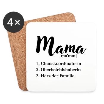 Mama Chaoskoordinatorin Oberbefehlshaberin Herz - Untersetzer (4er-Set) - Weiß - Vorne