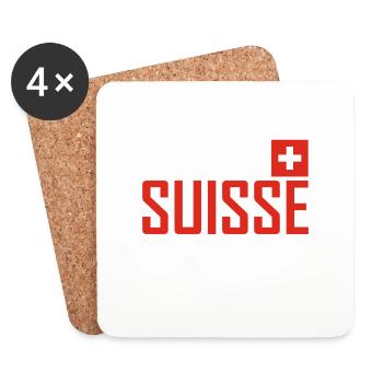 Suisse - Drapeau - Schwiiz - Suisse - Suisse - Dessous de verre (lot de 4) - blanc - Devant