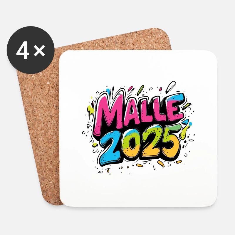 Malle 2025 Mallorca - Untersetzer (4er-Set) - Weiß