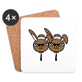 2 Sunglasses Bunnies Friends Team Crew Pair Two - Coasters (set of 4) - white - Front