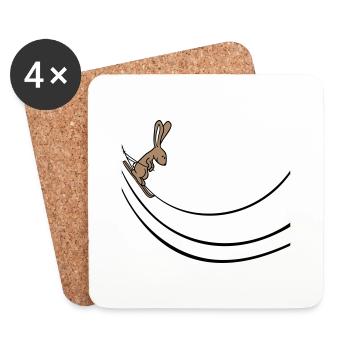 Bunny Ski Bunny Rampe de saut à ski Ski Neige - Dessous de verre (lot de 4) - blanc - Devant
