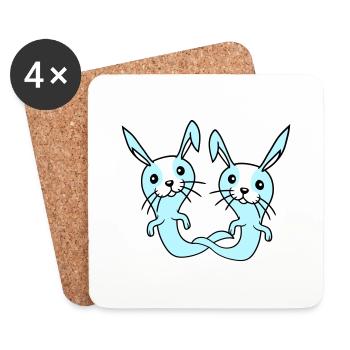 2 Bunnies Ghost Ghost Haunting Halloween Creepy - Coasters (set of 4) - white - Front