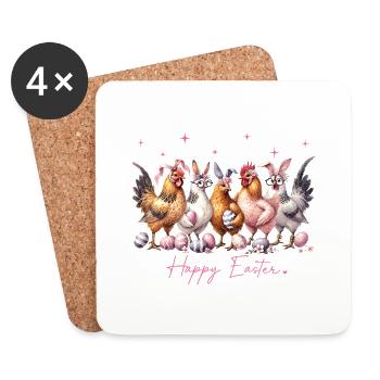 Easter chikens - Dessous de verre (lot de 4) - blanc - Devant
