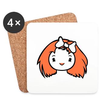 Bird Lady Woman Female Pretty Face Bow - Coasters (set of 4) - white - Front