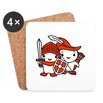 2 Ducks Knight Archer Sword Shield Fighter - Coasters (set of 4) - white - Front