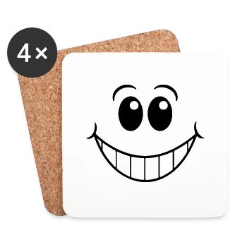 visage souriant - Dessous de verre (lot de 4) - blanc - Devant