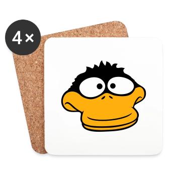 Canard a l’air drôle, maladroit, anxieux, confus, comique - Dessous de verre (lot de 4) - blanc - Devant