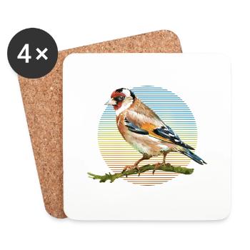 Bunter Vogel - Untersetzer (4er-Set) - Weiß - Vorne