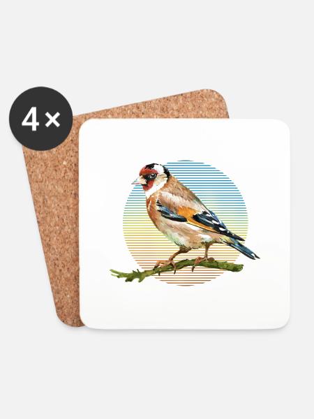 Bunter Vogel - Untersetzer (4er-Set) - Weiß
