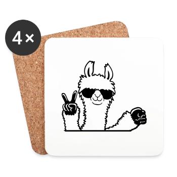 Lama Sonnenbrille Peace Fist Pump Team Begrüßung - Untersetzer (4er-Set) - Weiß - Vorne