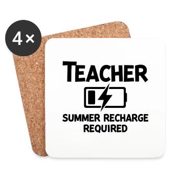 Teacher Summer Recharge Required - Coasters (set of 4) - white - Front