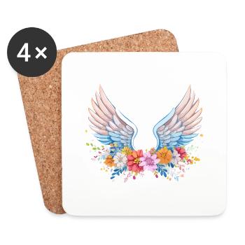 angelwings,engelsflügel,graffiti,bunt,blumen - Untersetzer (4er-Set) - Weiß - Vorne