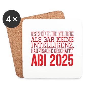 Abi Spruch 2025 - Untersetzer (4er-Set) - Weiß - Vorne