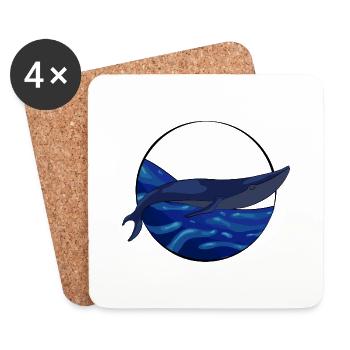 Queue baleine bleue sur océan - Dessous de verre (lot de 4) - blanc - Devant