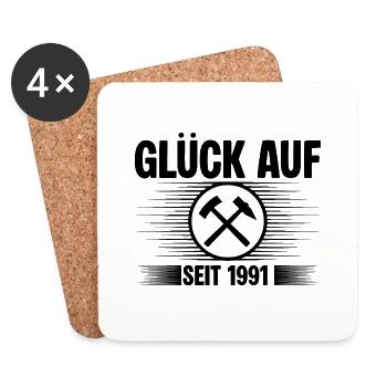 Glueck auf seit 1991 1 - Untersetzer (4er-Set) - Weiß - Vorne