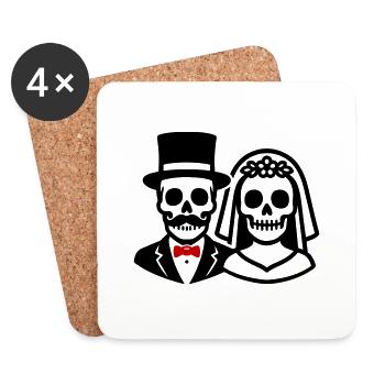Mariage Squelette Mariée Marié Couple - Dessous de verre (lot de 4) - blanc - Devant