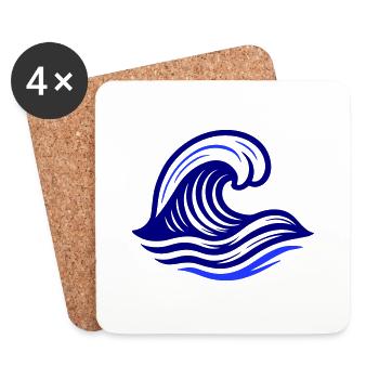Welle Symbol Ozean - Untersetzer (4er-Set) - Weiß - Vorne
