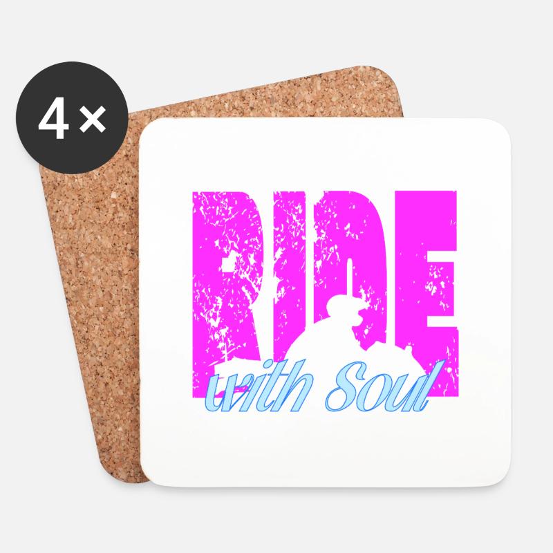 Für Biker - RideWithSoul - Untersetzer (4er-Set) - Weiß