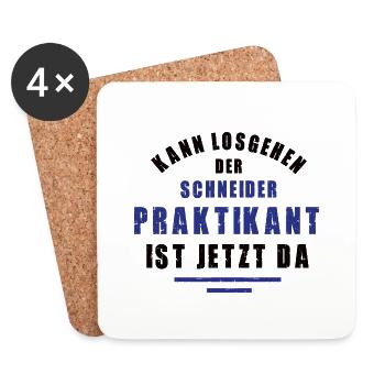 Praktikant Schneider Praktikum Schneiderei Danke - Untersetzer (4er-Set) - Weiß - Vorne