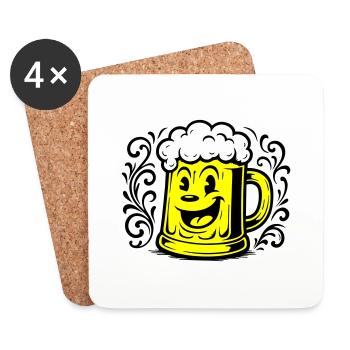 Bier Lustig Comic - Untersetzer (4er-Set) - Weiß - Vorne