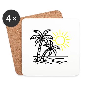 Island Palm Trees Beach - Coasters (set of 4) - white - Front