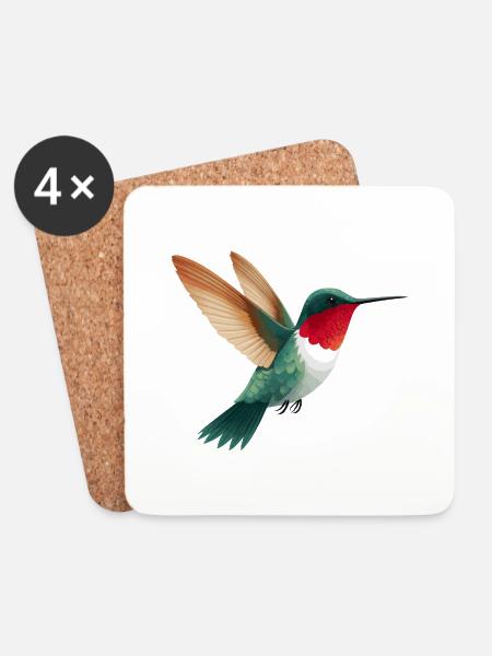 Kolibri - Untersetzer (4er-Set) - Weiß