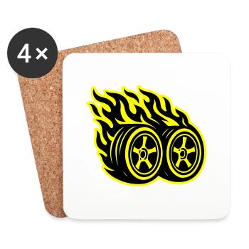 Flamme de pneu de voiture - Dessous de verre (lot de 4) - blanc - Devant
